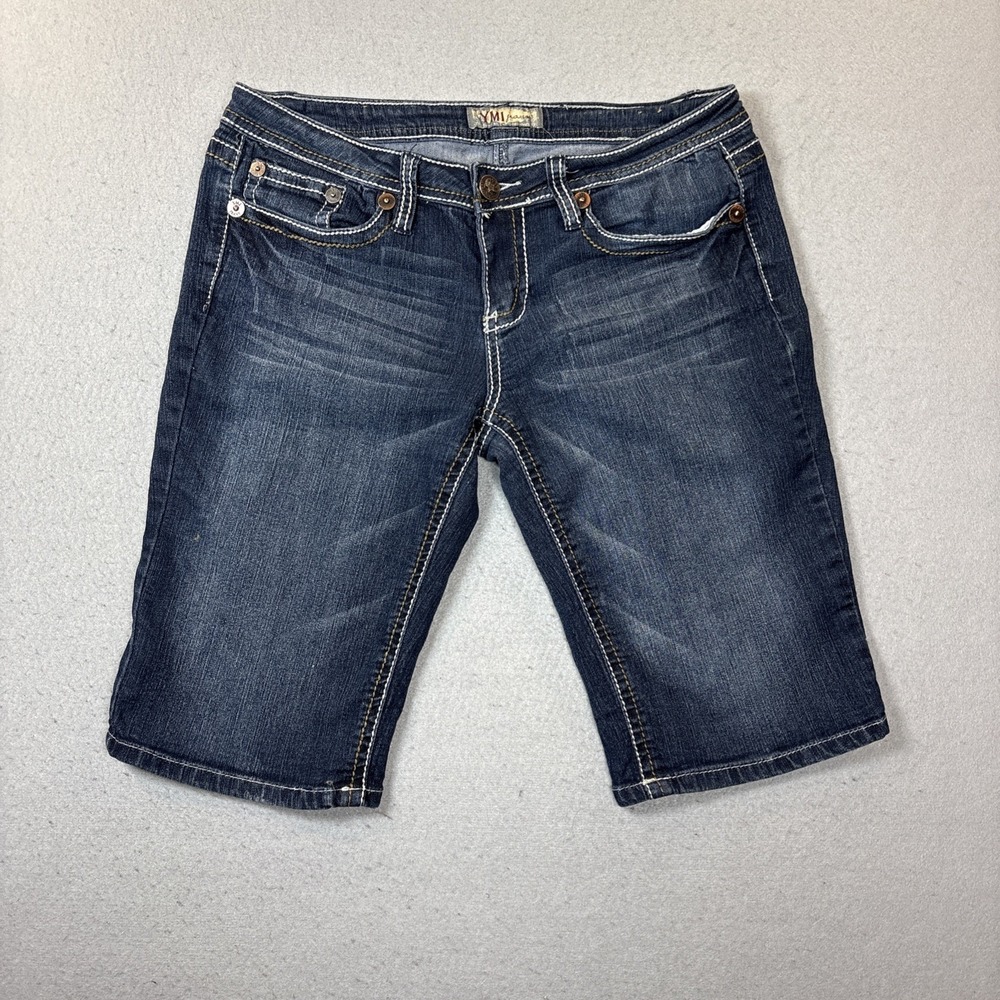 YMI Jeans Shorts Women's Juniors‎ 9 Blue Dark Wash Denim Bermuda Casual